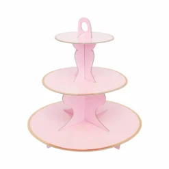 Baby Pastel Pink Solid Cake Cupcake High Tea Stand