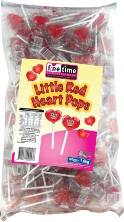 Finetime Little Red Heart Pops 200 Pack