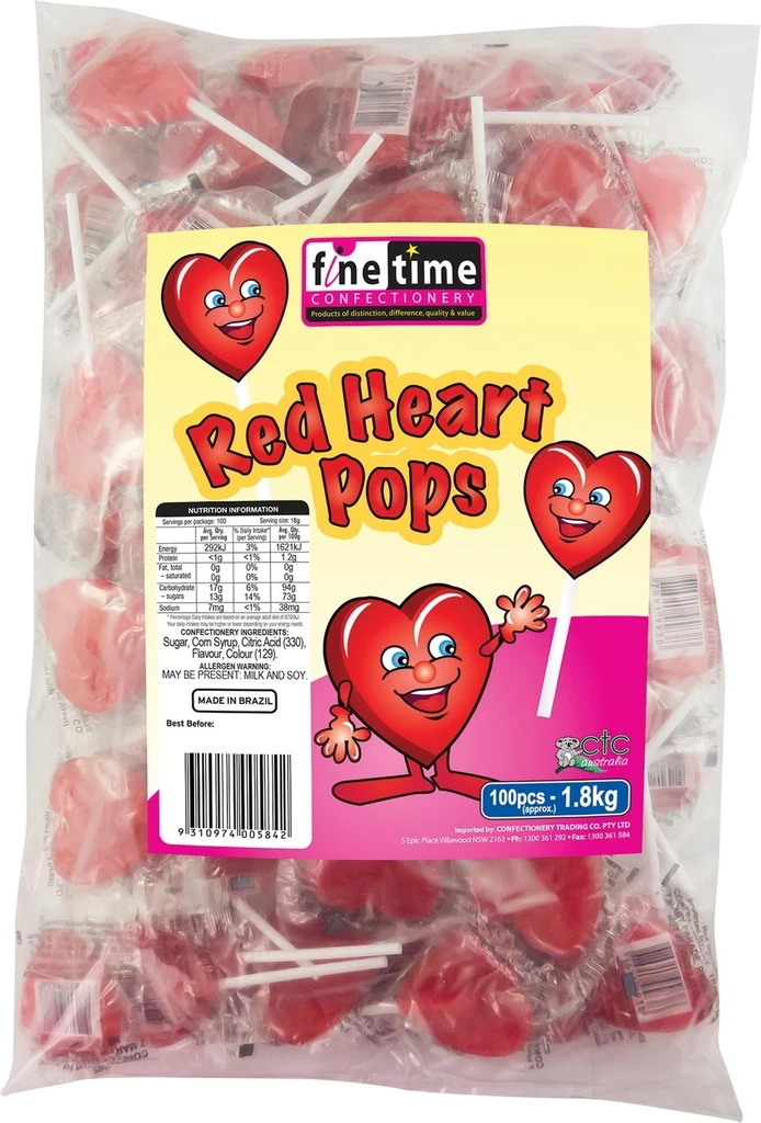 Finetime Red Heart Pops 100 Pack 1 Finetime Red Heart Pops 100 Pack