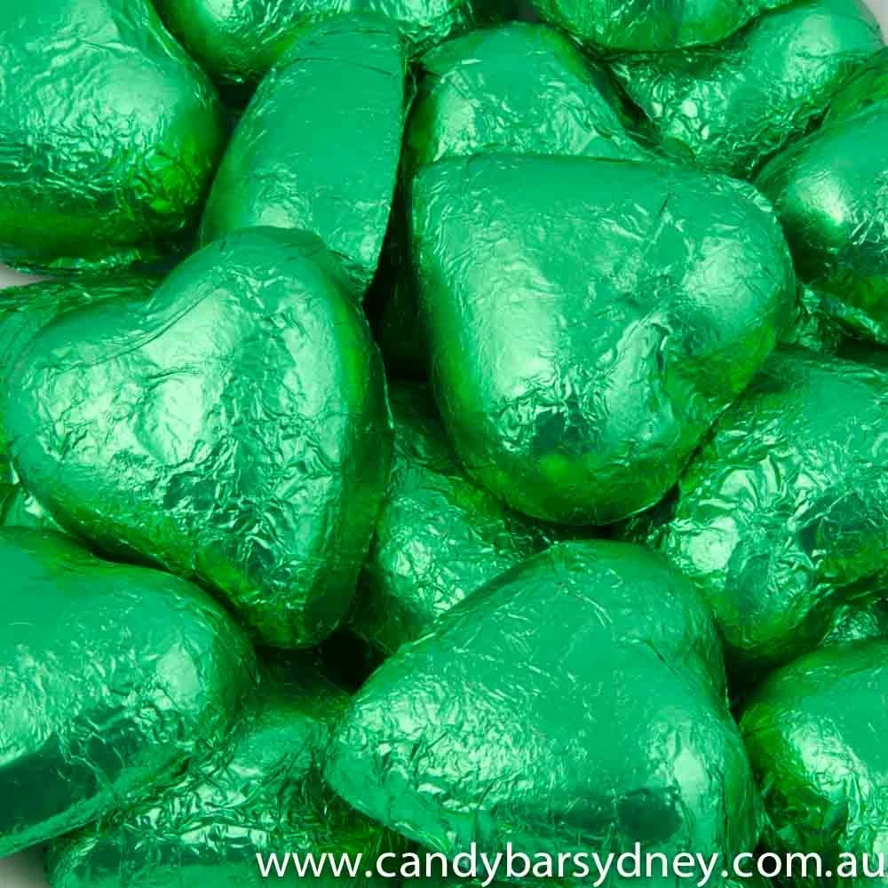 Green Belgian Chocolate Hearts 5kg 1 Green Belgian Chocolate Hearts 5kg