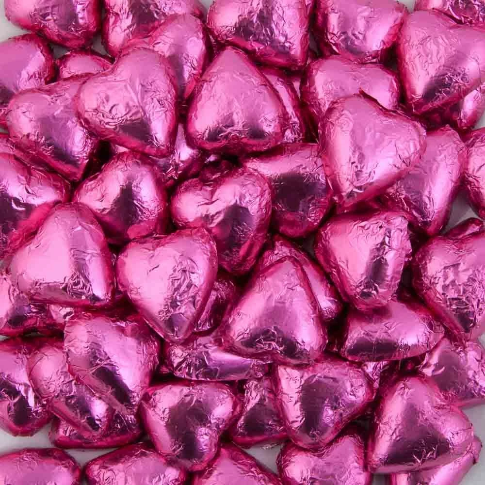 Hot Pink Belgian Chocolate Hearts 500g - 5kg 1 Hot Pink Belgian Chocolate Hearts 500g - 5kg