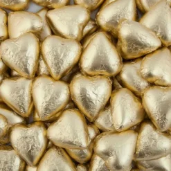 Matte Gold Belgian Chocolate Hearts 500g - 5kg