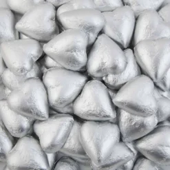 Matte Silver Belgian Chocolate Hearts 500g - 5kg