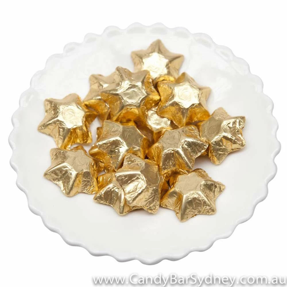 Matte Gold Belgian Chocolate Stars 500g - 5kg 1 Matte Gold Belgian Chocolate Stars 500g - 5kg