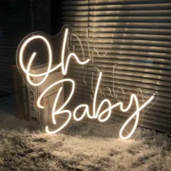 Oh Baby Neon LED Light Hire 60cm X 52cm (White)