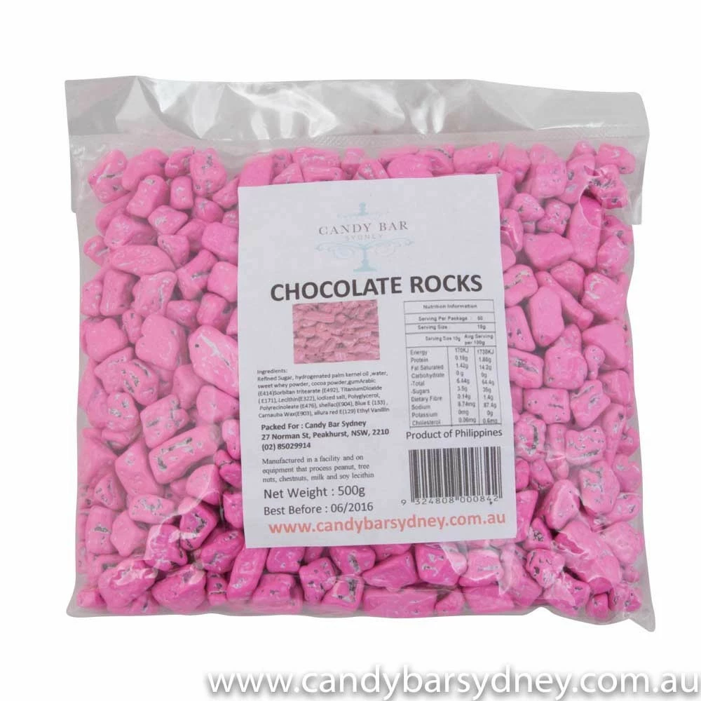 Pink Chocolate Rocks 1kg (Best Before: 5/7/2023) 1 Pink Chocolate Rocks 1kg (Best Before: 5/7/2023)