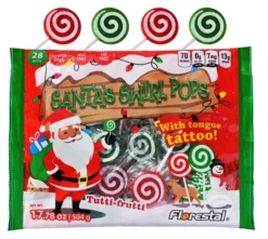 Santa's Red & Green Swirl Pops With Tongue Tattoo 504g