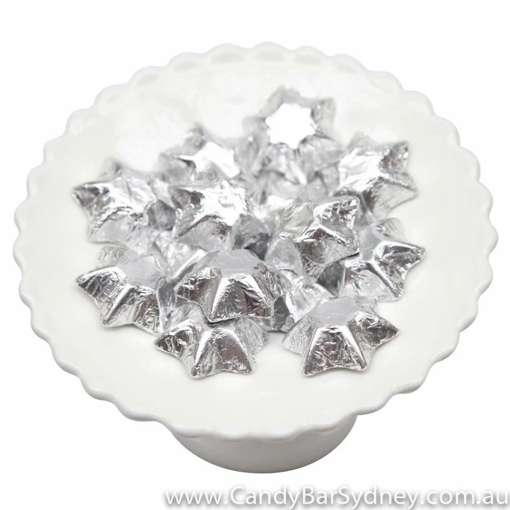 Silver Belgian Chocolate Stars 500g - 5kg 1 Silver Belgian Chocolate Stars 500g - 5kg