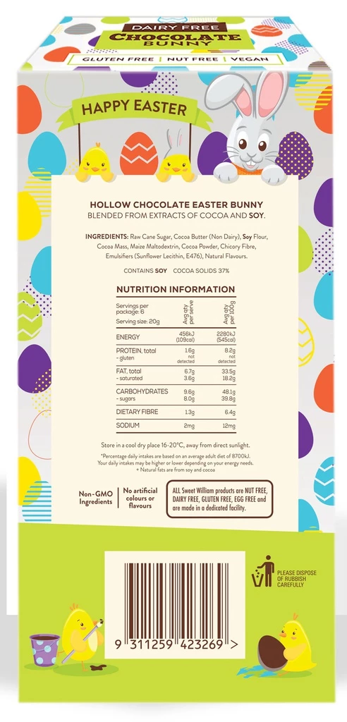 Sweet William Hollow Chocolate Bunny 120g 1 Sweet William Hollow Chocolate Bunny 120g