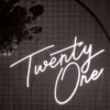 Twenty One (21) Neon LED Light Hire 78cm X 49cm (White)