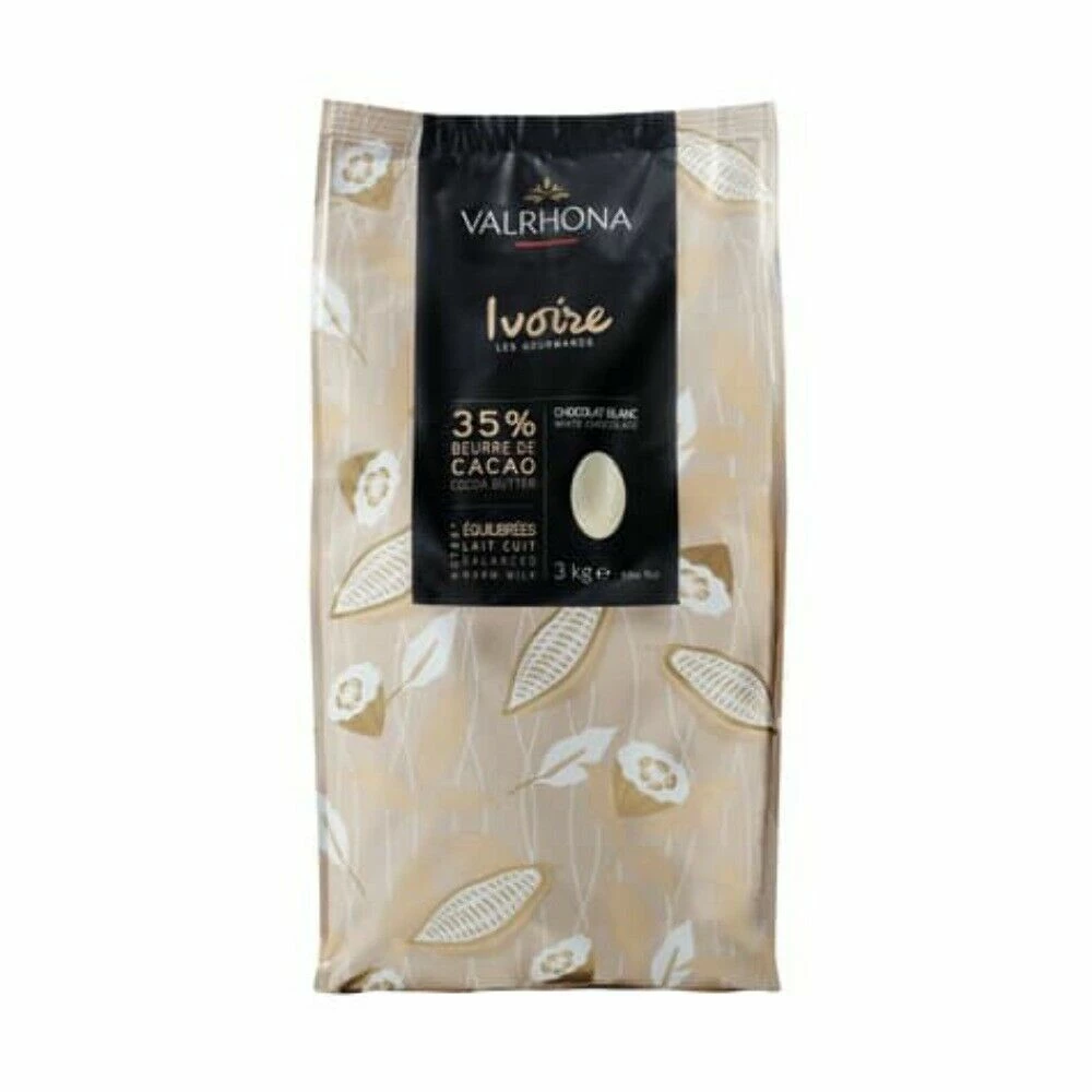 Valrhona Ivoire 35% White Couverture Chocolate Feves 3 Valrhona Ivoire 35% White Couverture Chocolate Feves - Image 3